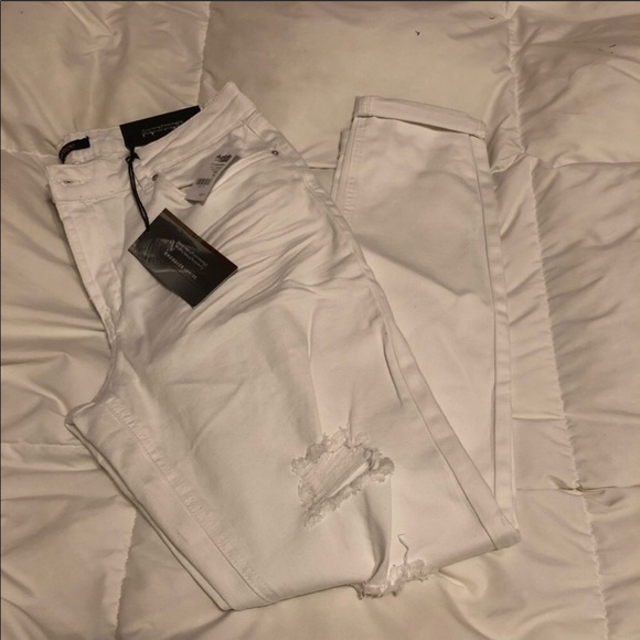 White Distressed BF Jeans SZ 10 - Picture 4 of 5